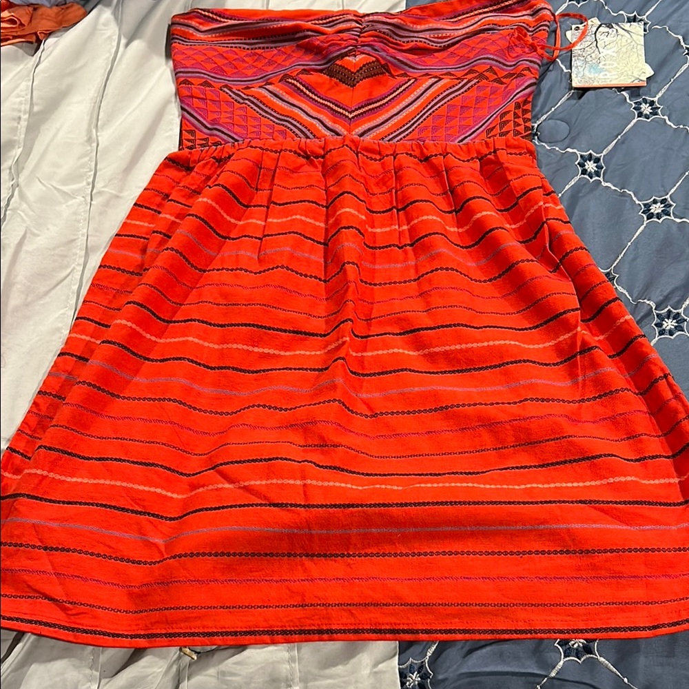 Vibrant Strapless Red and Purple Dress